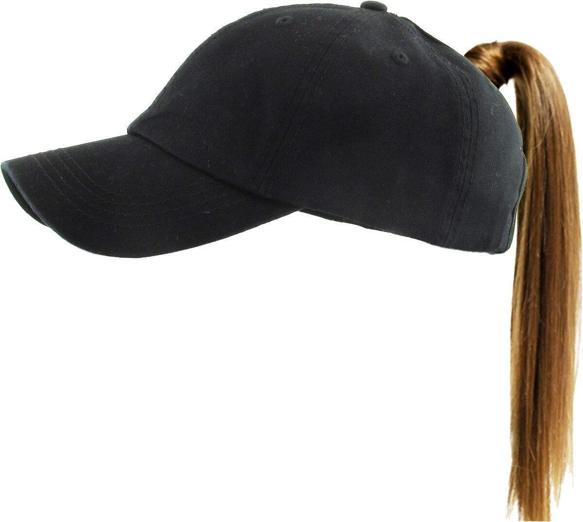 Classic Smooth Cotton Ponytail Ballcap Black